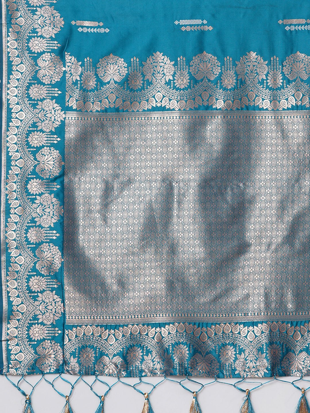 Teal Blue with Zari Woven Banarasi Silk Blend Saree - Ressa