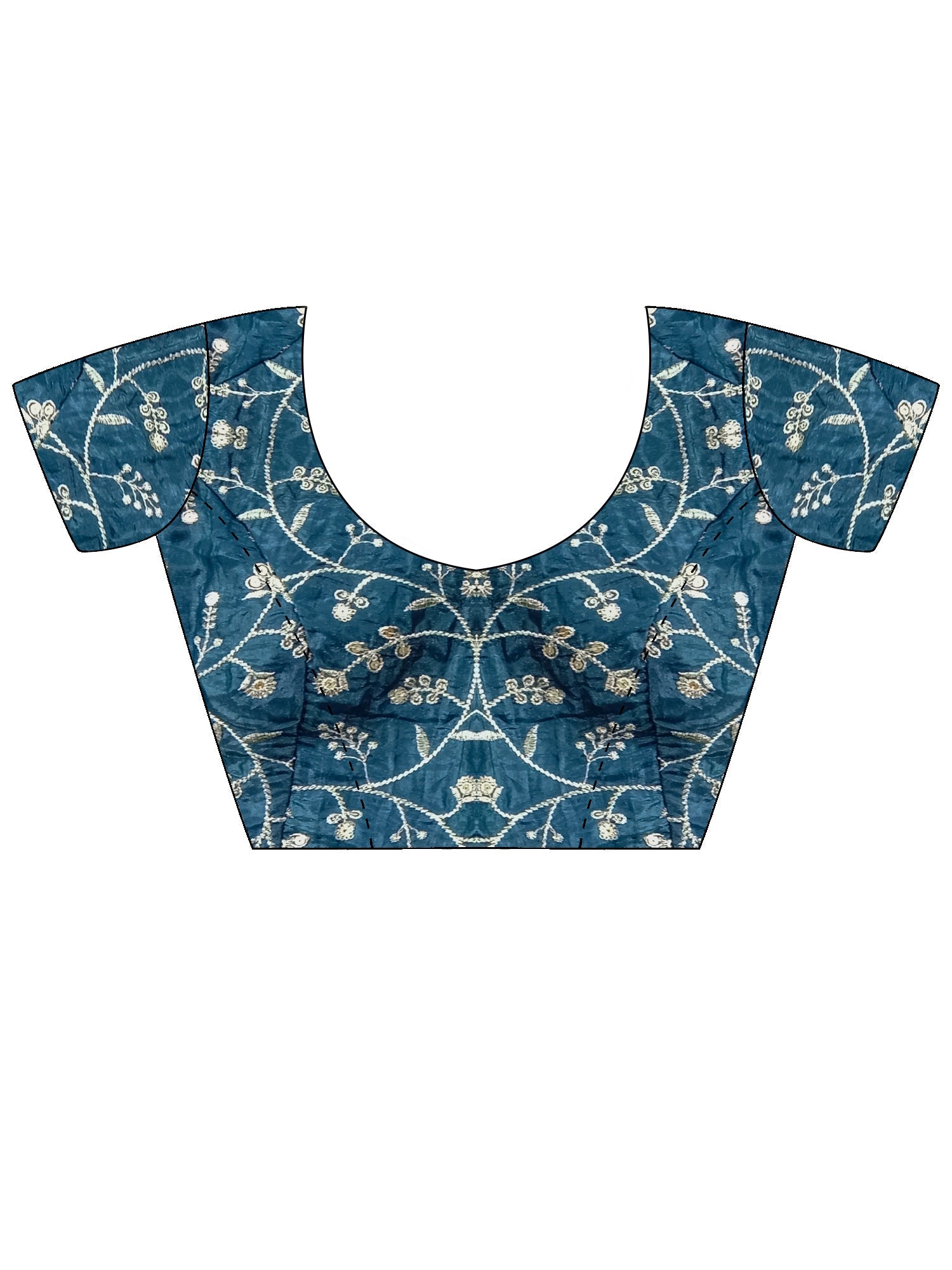 Teal Crush Tissue Saree with Embroidered Blouse - Ressa