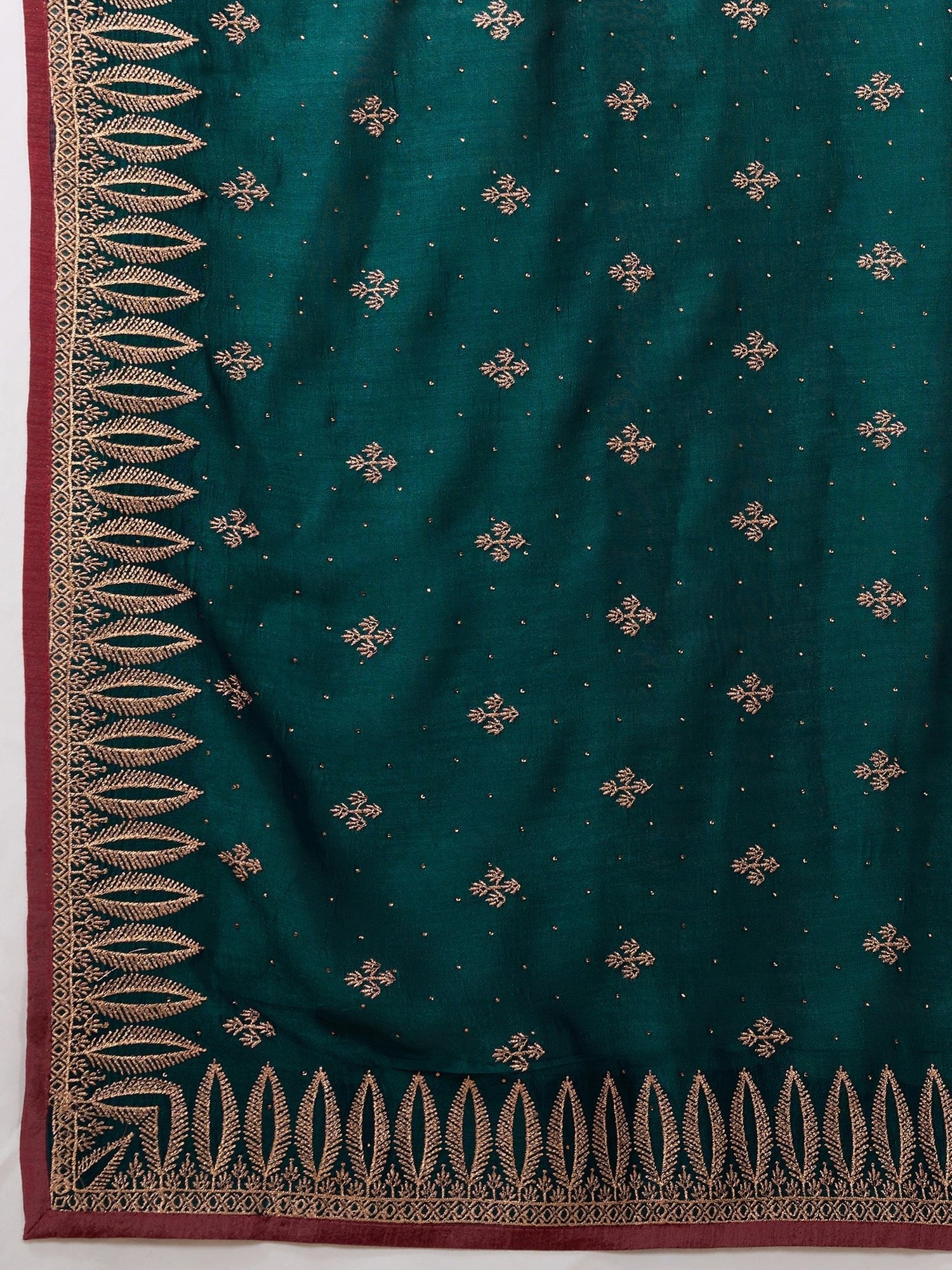 Teal Embroidered Georgette Saree - Ressa
