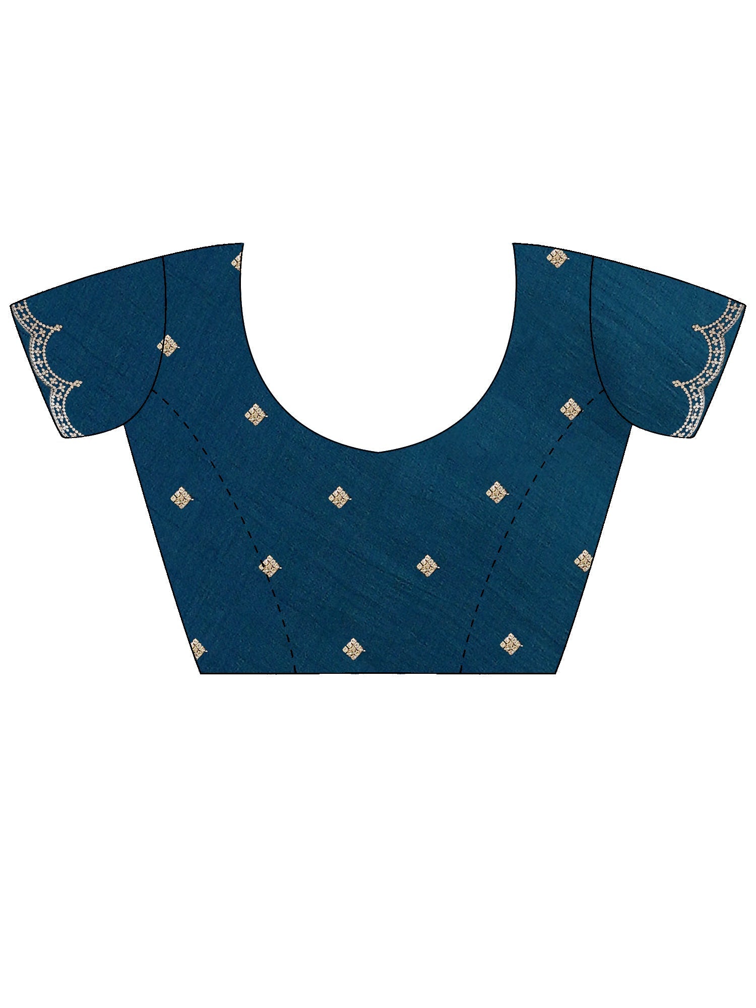 Teal Embroidered Georgette Saree with Stitched Blouse | - Ressa