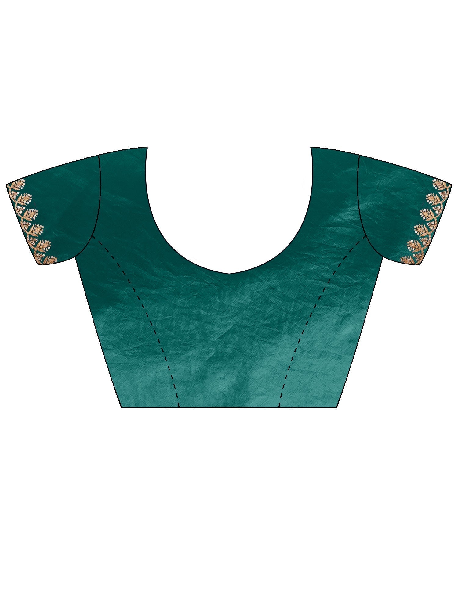 Teal Embroidered Paper Silk Saree with Blouse - Ressa