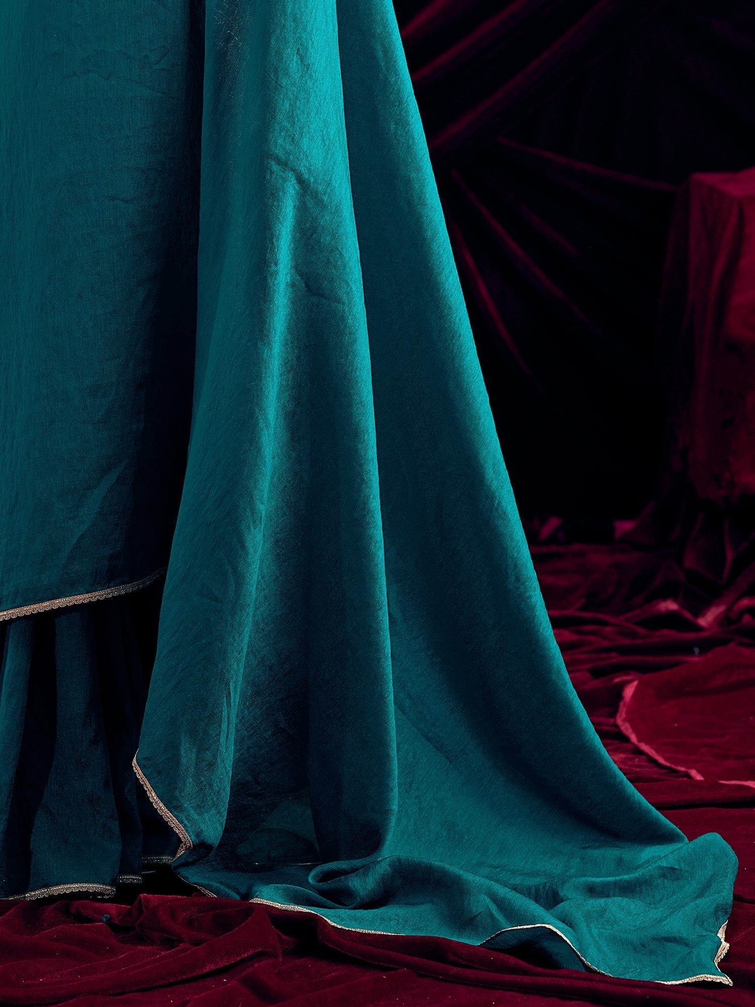Teal Georgette Saree with Embroidered Blouse - Ressa