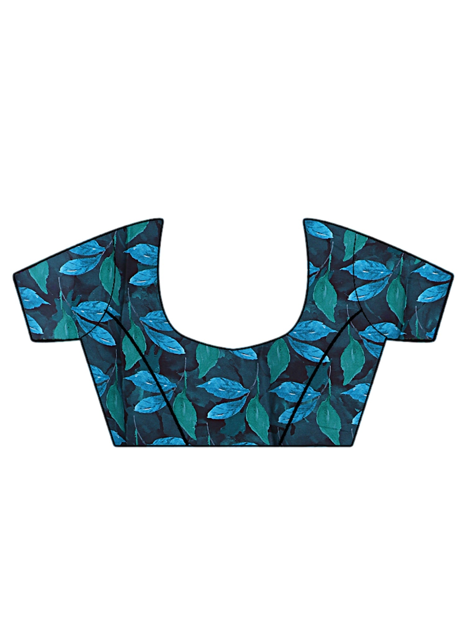Teal & Green Abstract Digital Print Satin Silk Contemporary Blouse - Ressa