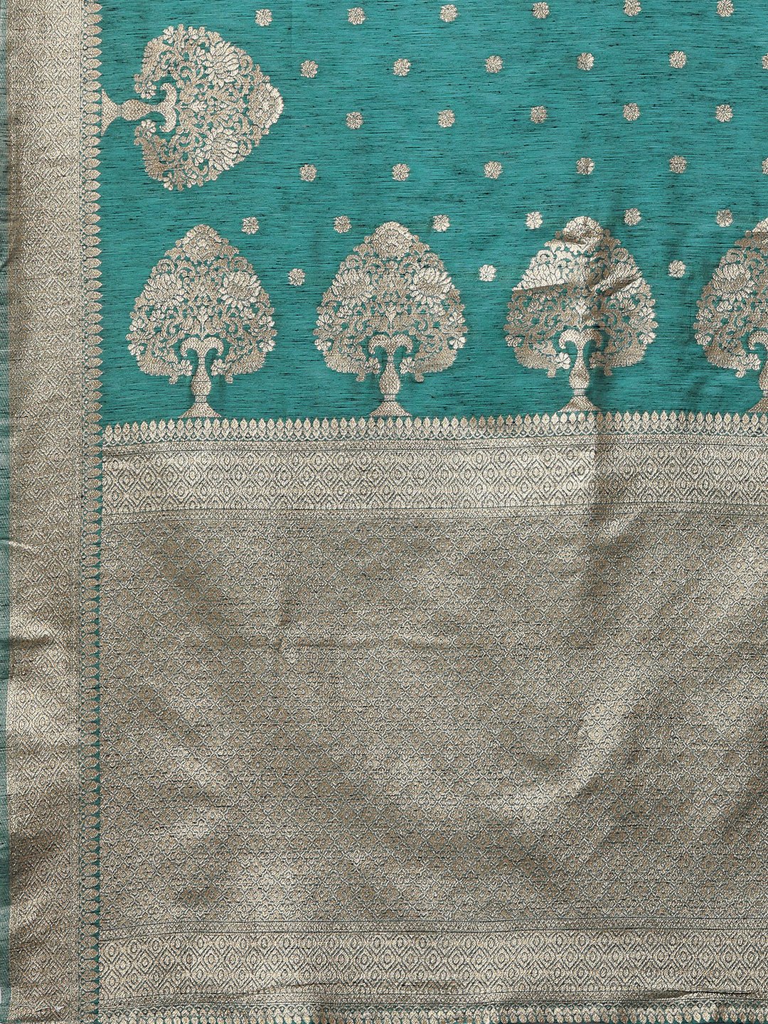 Teal Green Banarasi Silk Saree with Zari Weave - Ressa