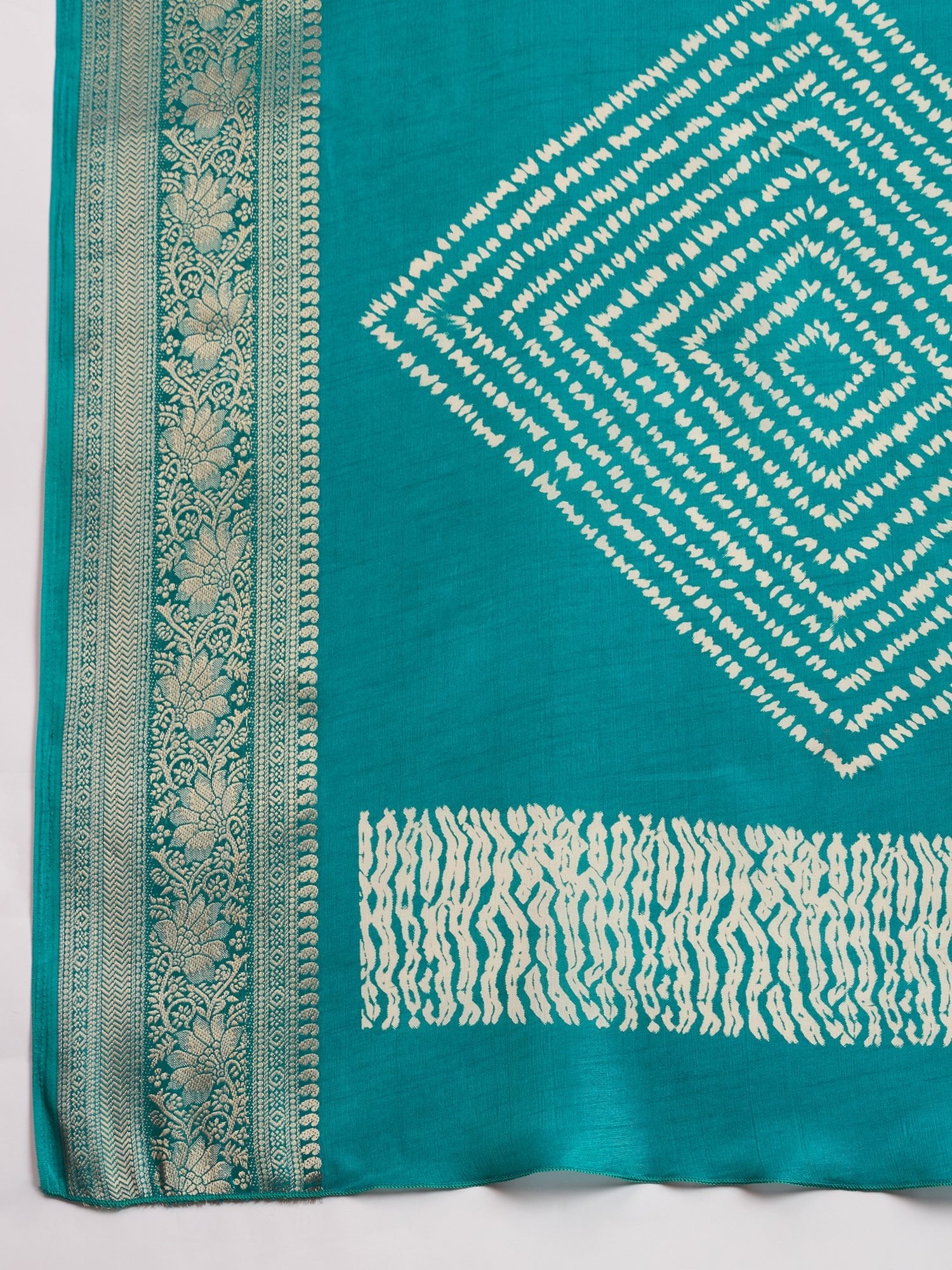Teal Green Bandhani Silk Saree - Ressa