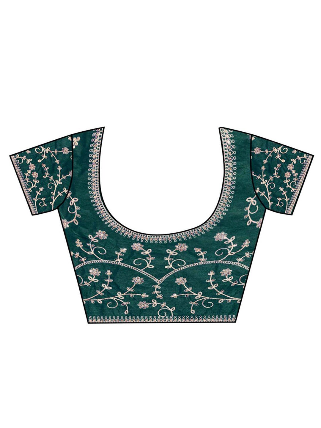 Teal green chiffon with embilleshed work - Ressa