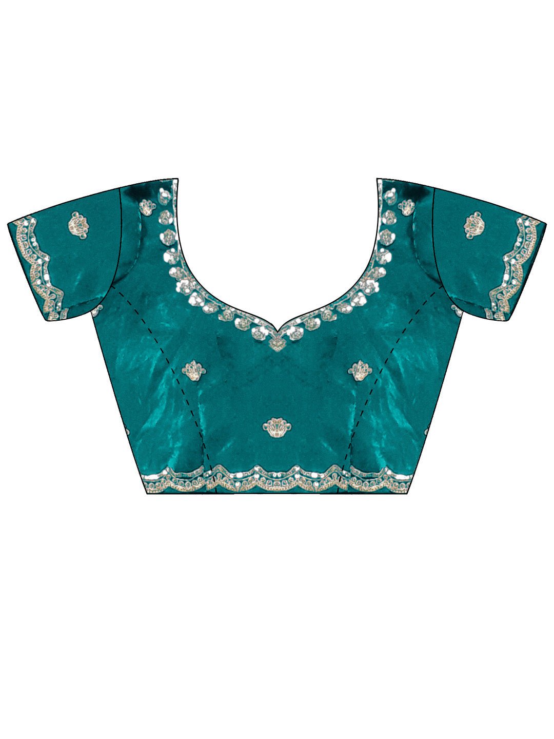 Teal Green Emblished Silk Saree - Ressa