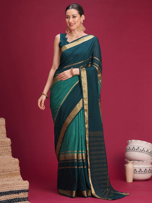 Teal Green Mysore Silk Saree - Ressa