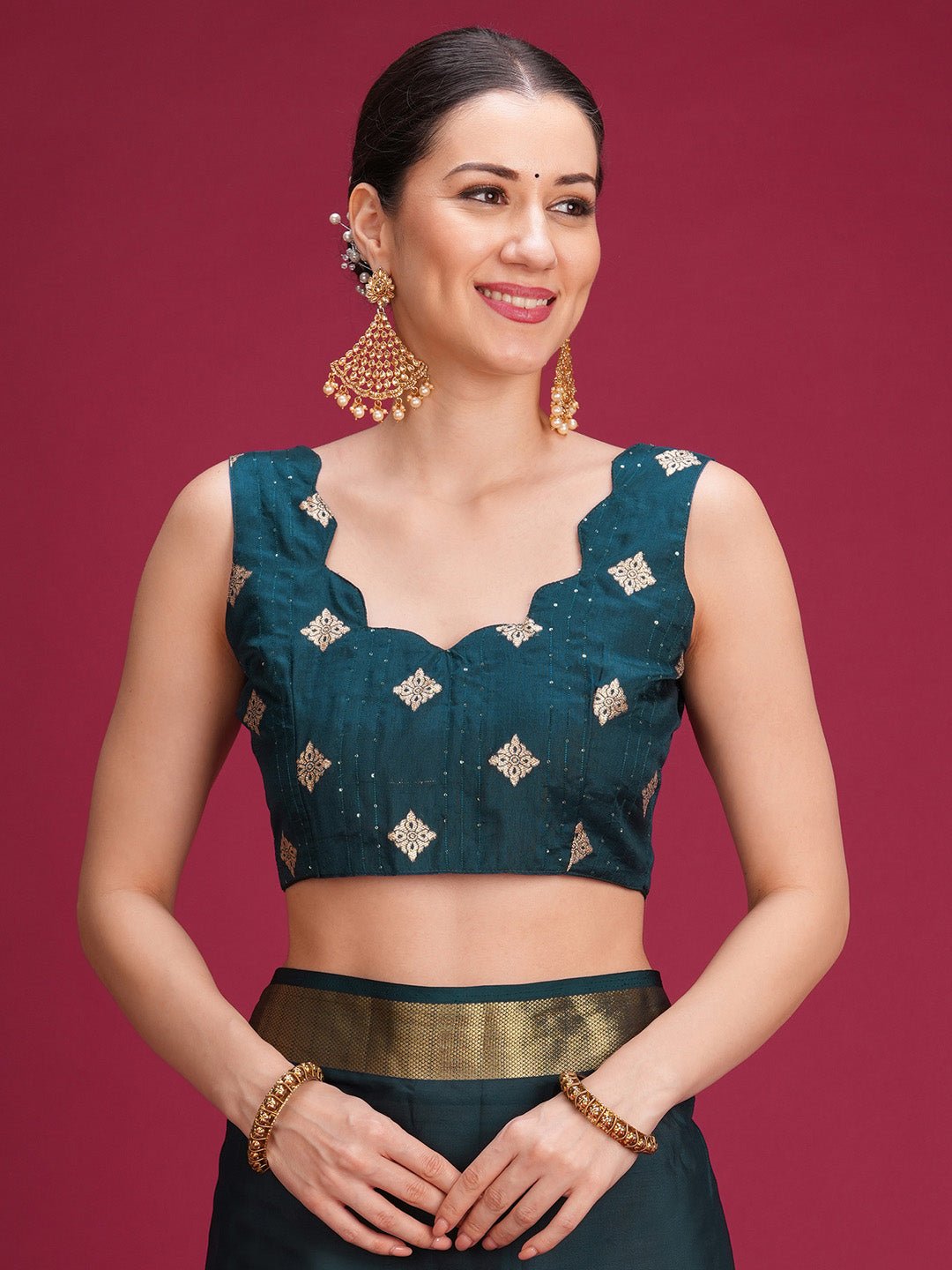 Teal Green Mysore Silk Saree - Ressa
