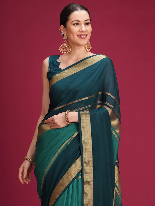 Teal Green Mysore Silk Saree - Ressa