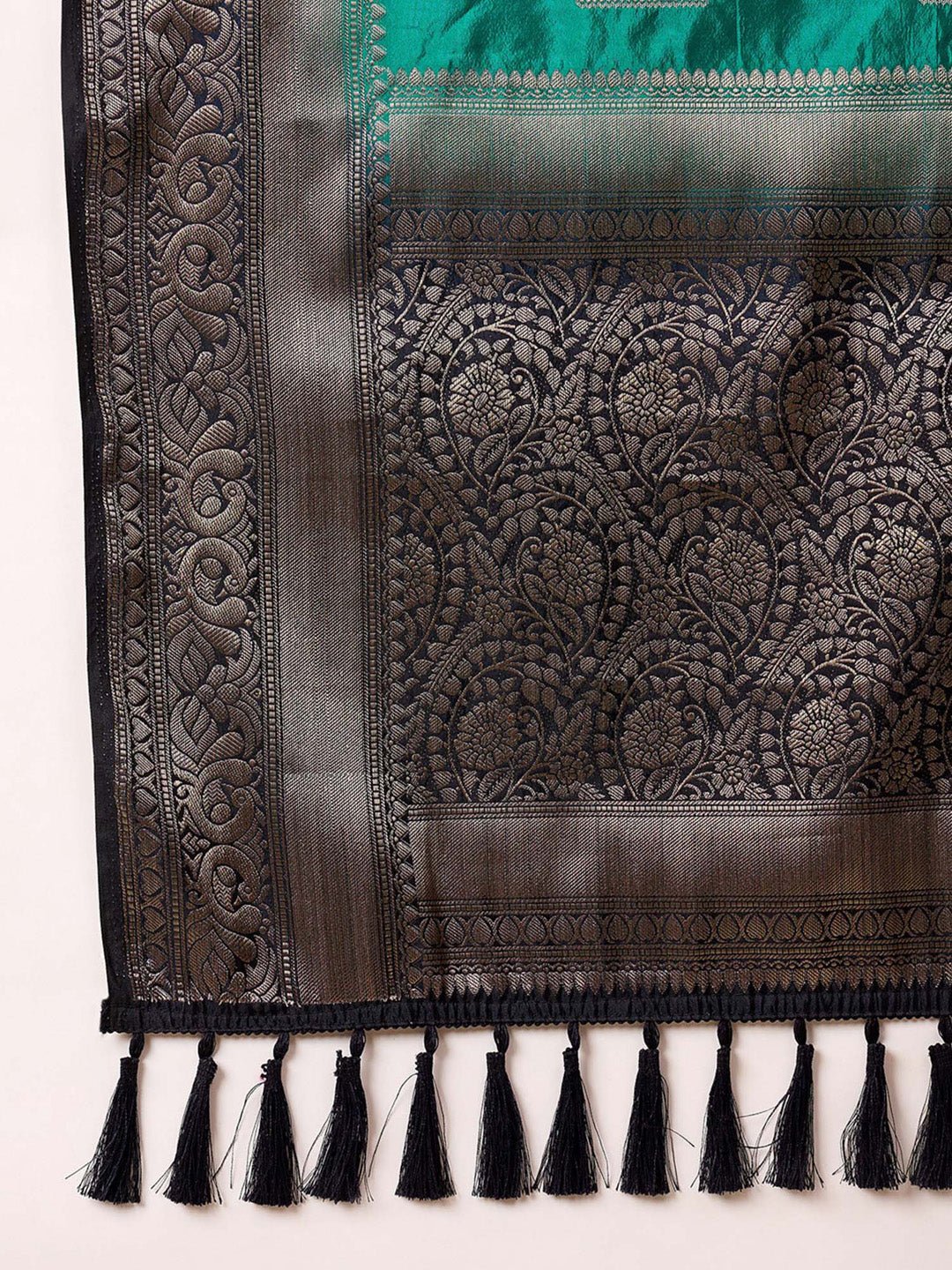 TEAL GREEN NYLON WITH WOVEN DESIGN - Ressa