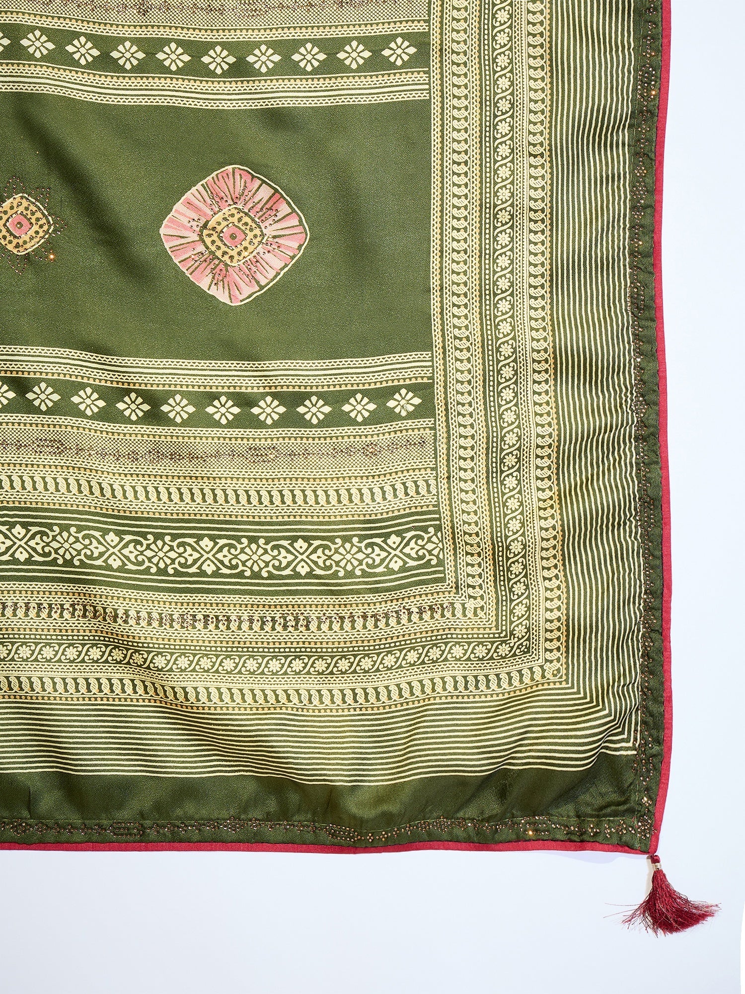 Teal Green Tissue Silk Saree with Zari Stripes - Ressa