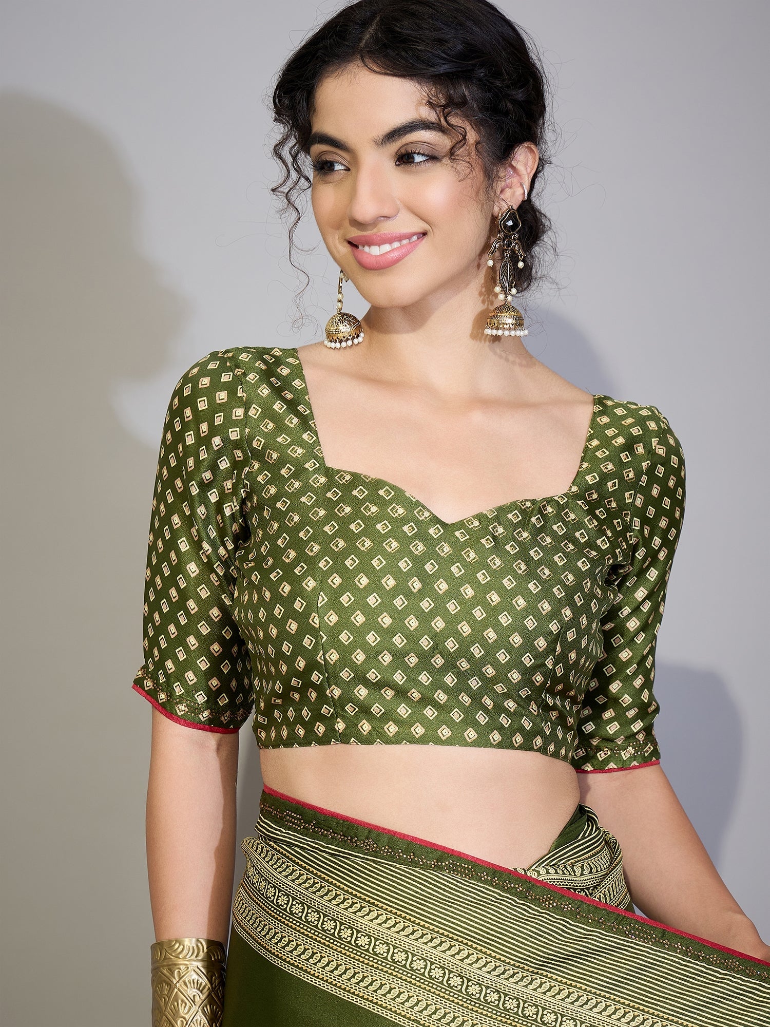 Teal Green Tissue Silk Saree with Zari Stripes - Ressa