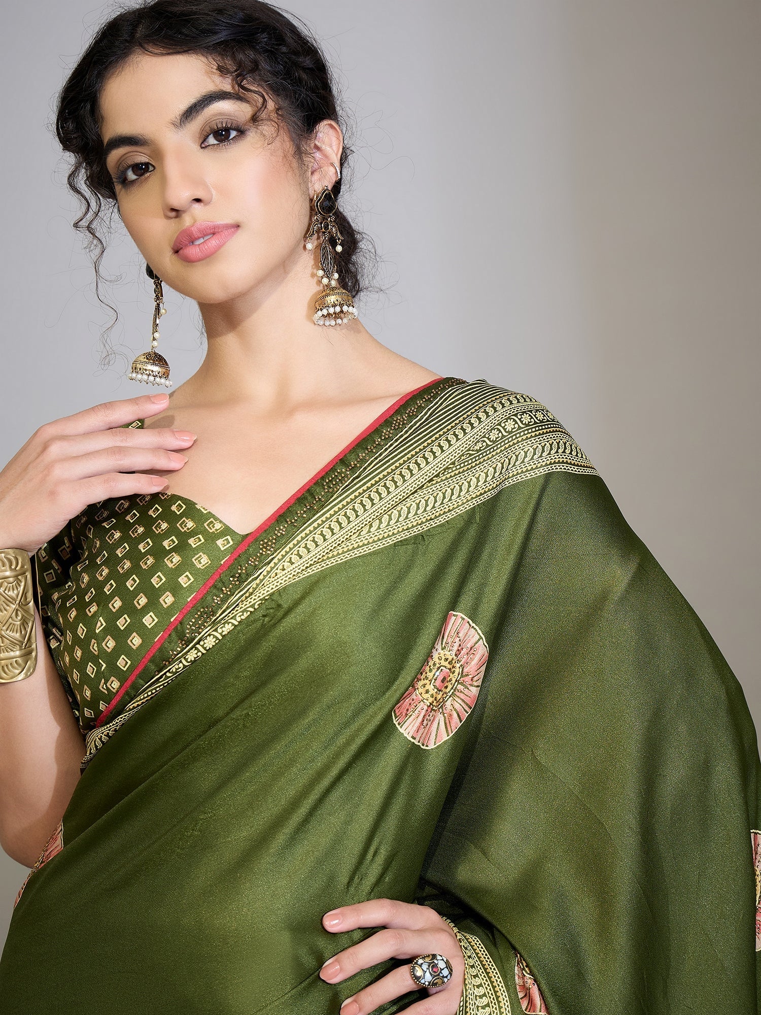 Teal Green Tissue Silk Saree with Zari Stripes - Ressa