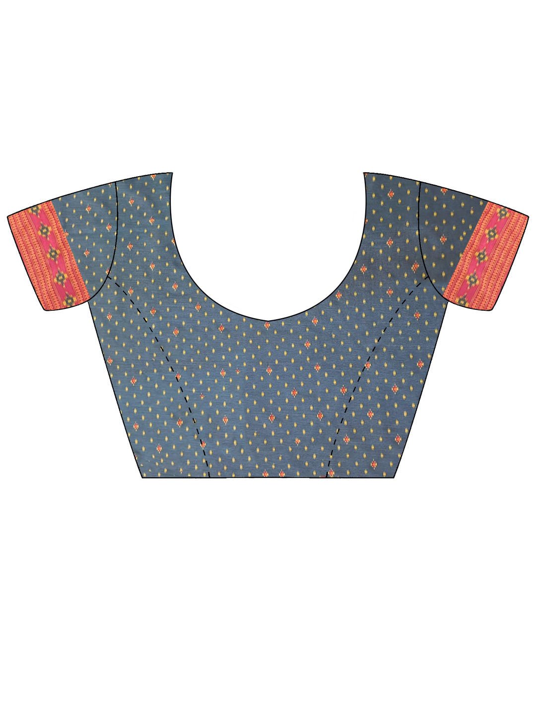 Teal Patola Silk Blend Woven Motifs Pink Border Blouse Saree - Ressa