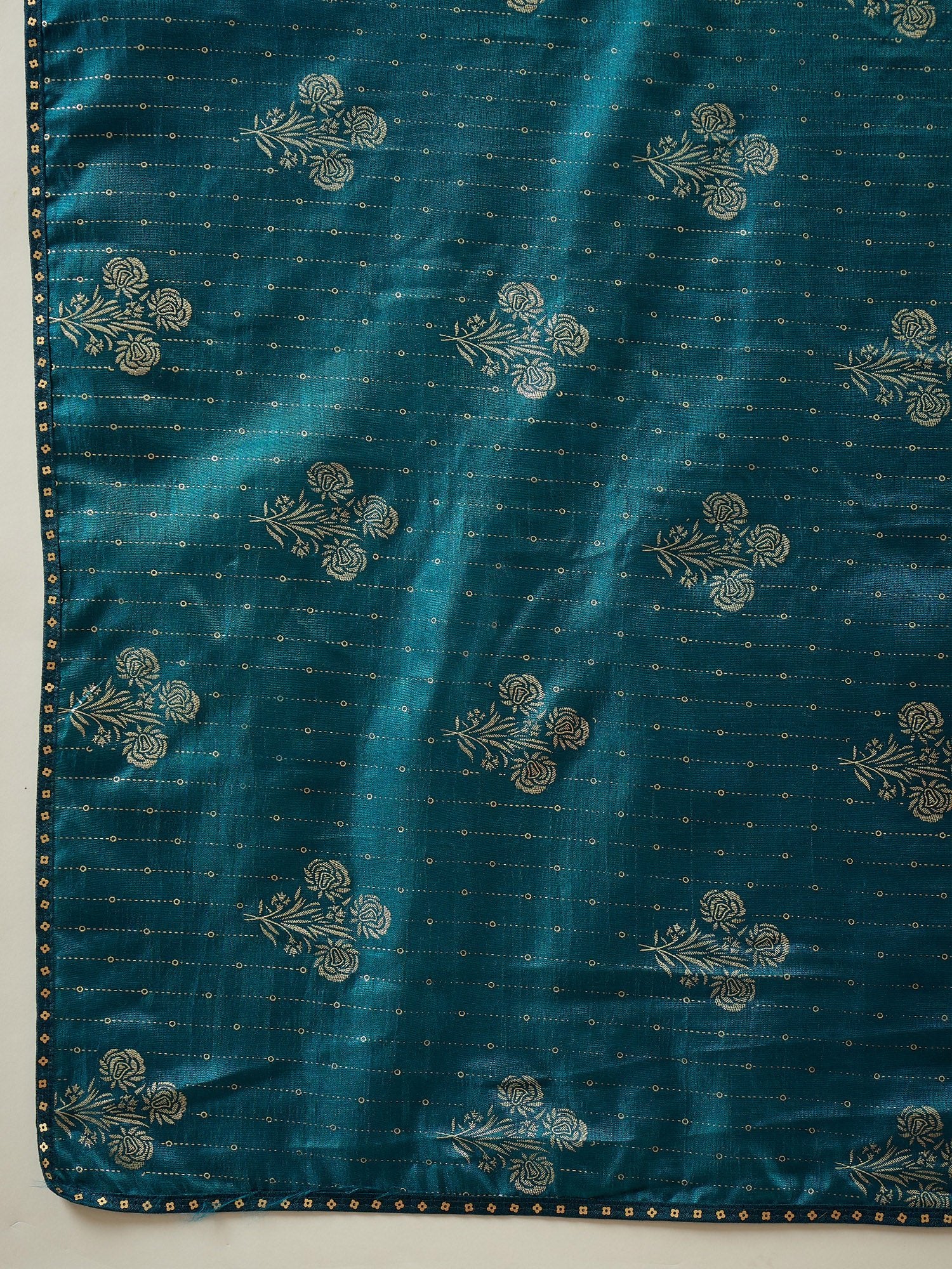 Teal Saree Foil Print Art Silk Saree - Ressa