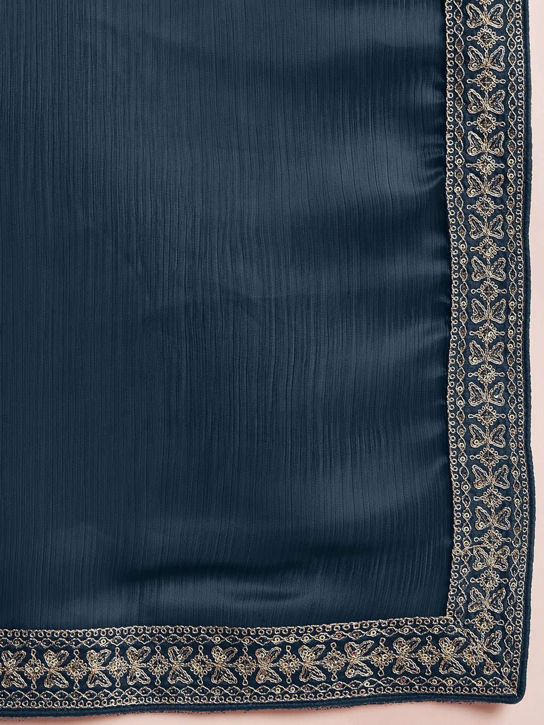 Teal Satin Satin Saree - Ressa