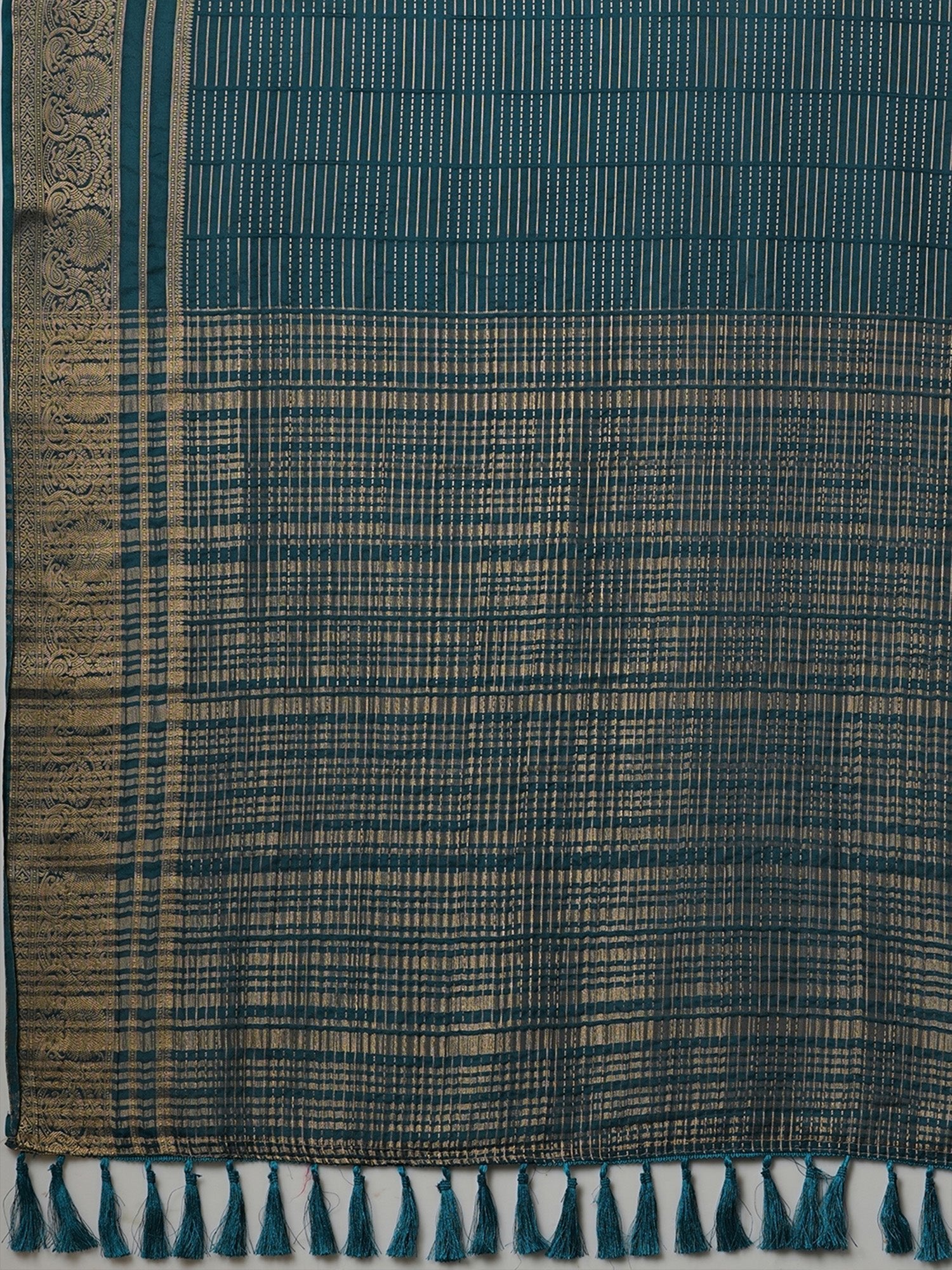 Teal Zari Weave Georgette Saree with Banarasi Border - Ressa
