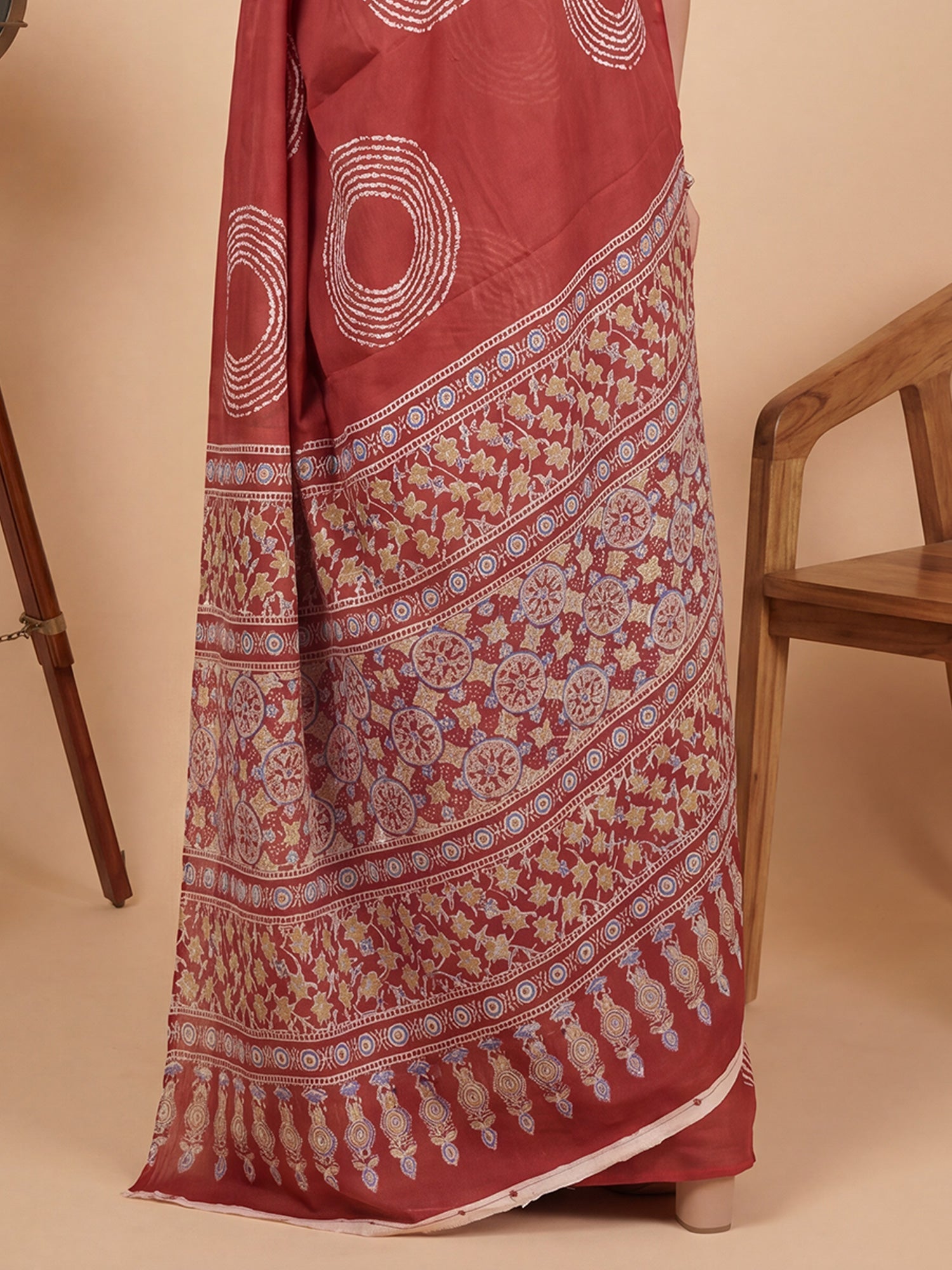 Terracotta Saree Shibori Print Cotton Saree - Ressa
