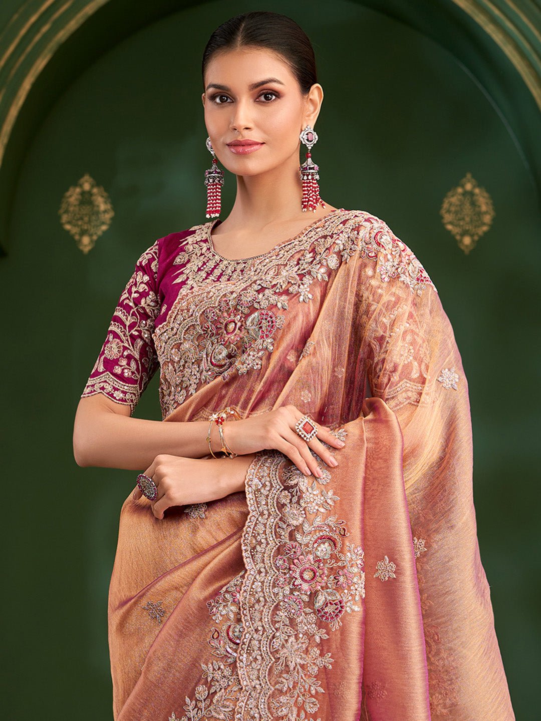 Tissue Emblished Party Wear Saree - Ressa