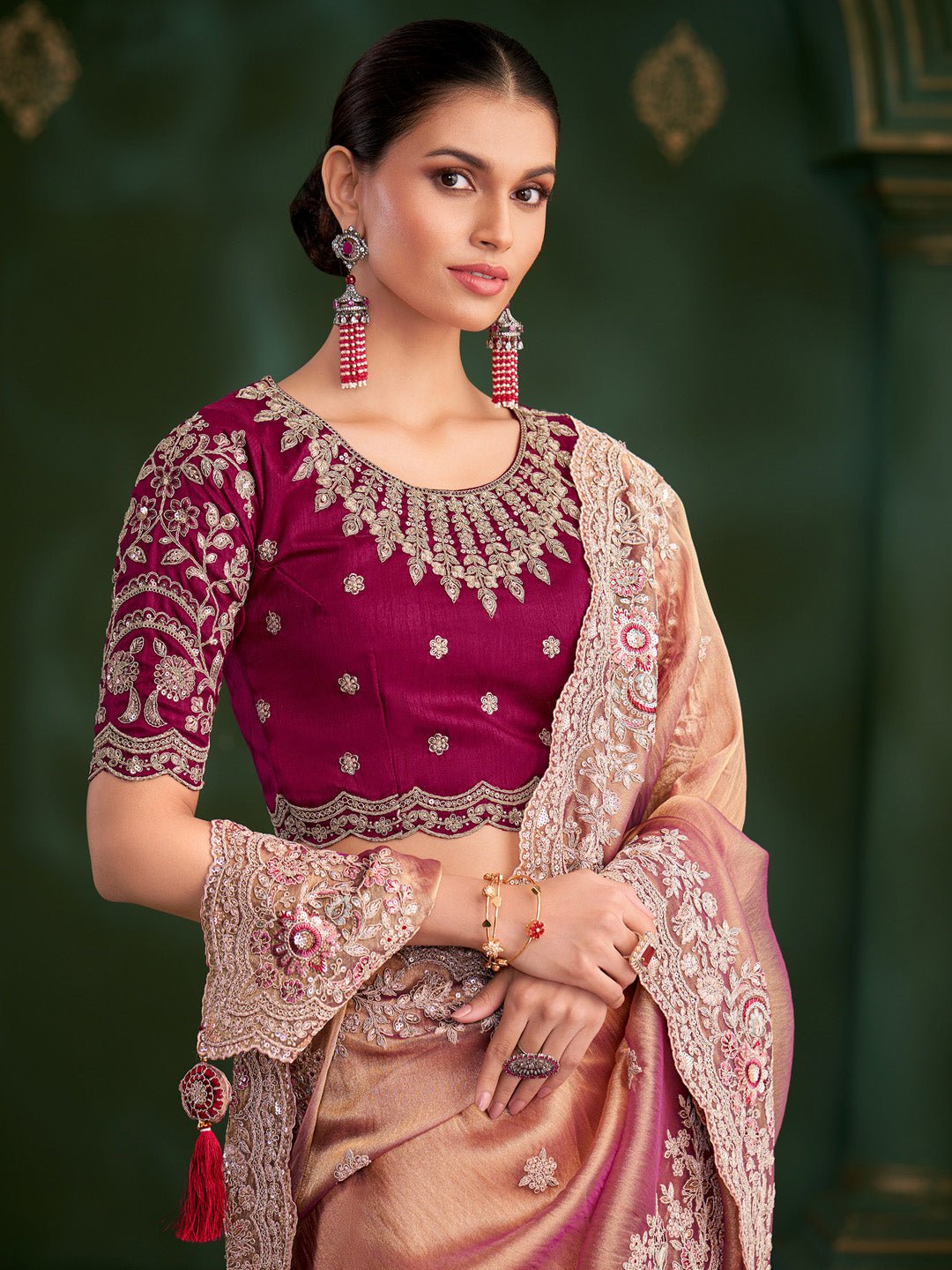 Tissue Emblished Party Wear Saree - Ressa