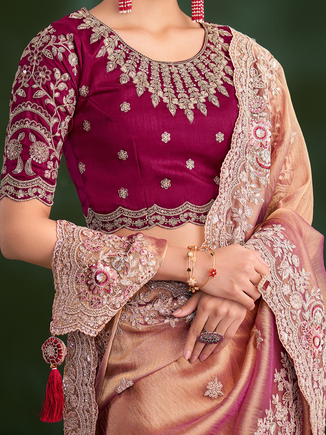 Tissue Emblished Party Wear Saree - Ressa