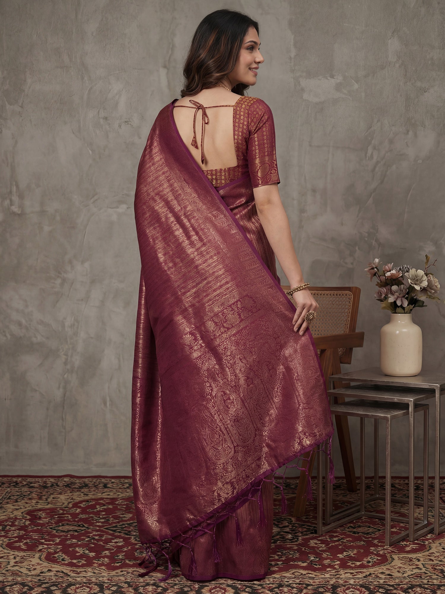 Tissue Silk Crushed Texture Saree - Ressa