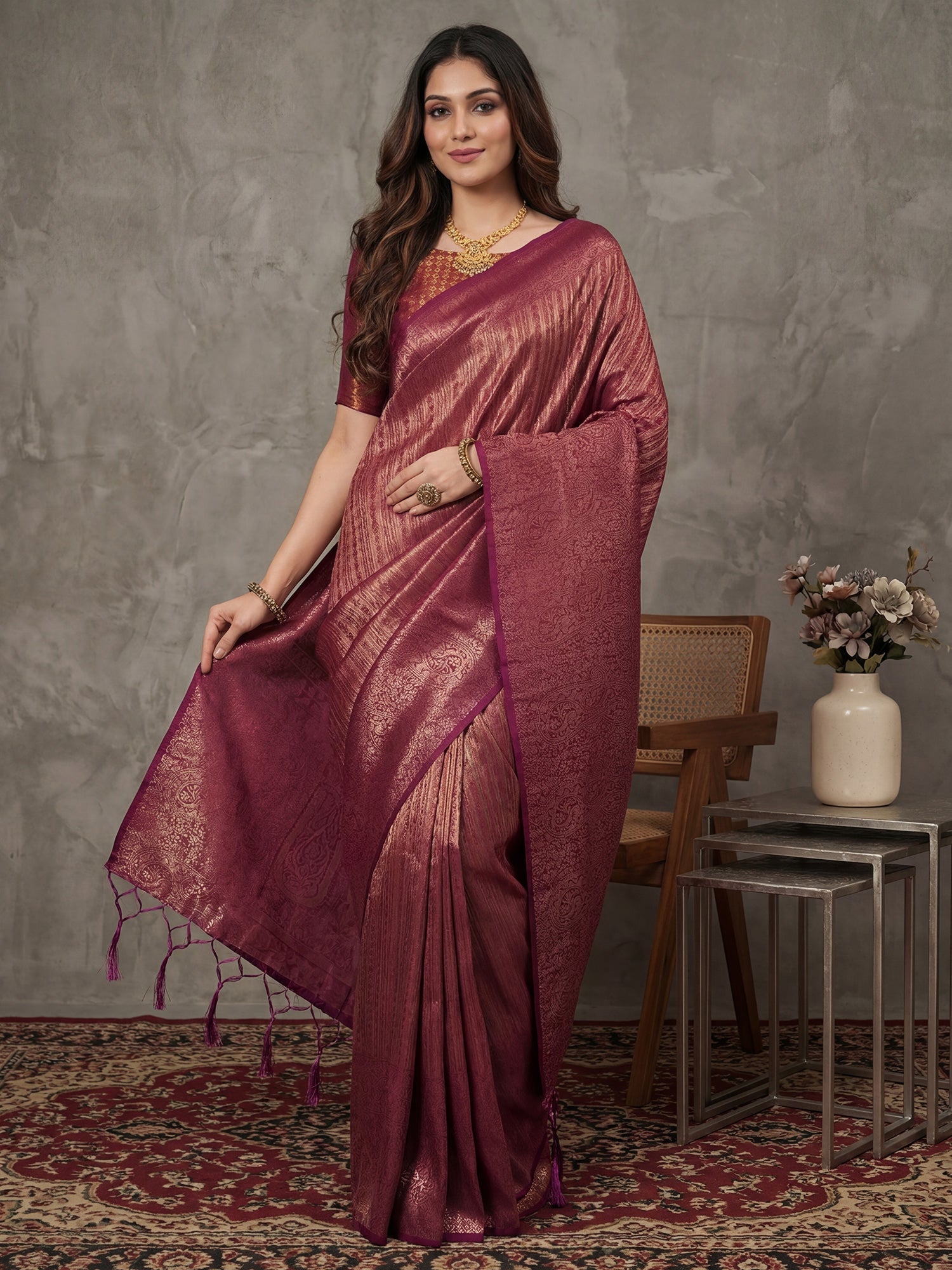 Tissue Silk Crushed Texture Saree - Ressa