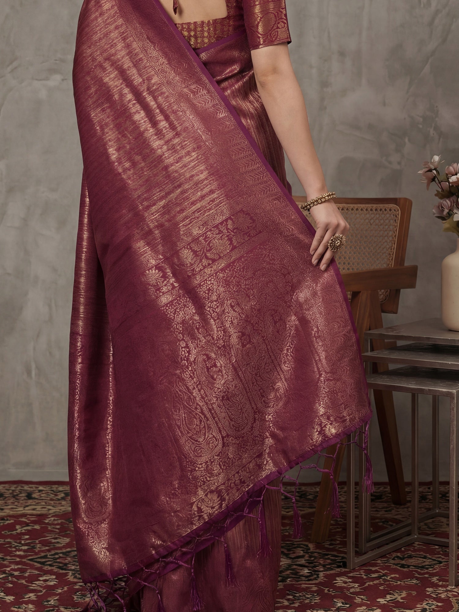 Tissue Silk Crushed Texture Saree - Ressa