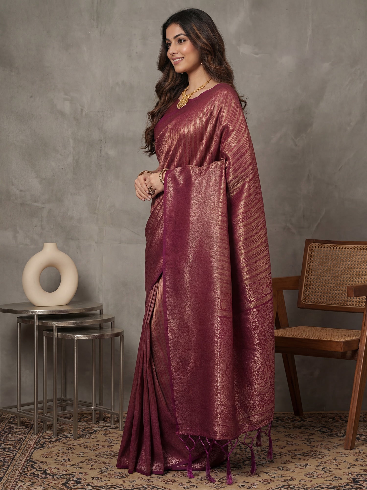 Tissue Silk Crushed Texture Saree - Ressa