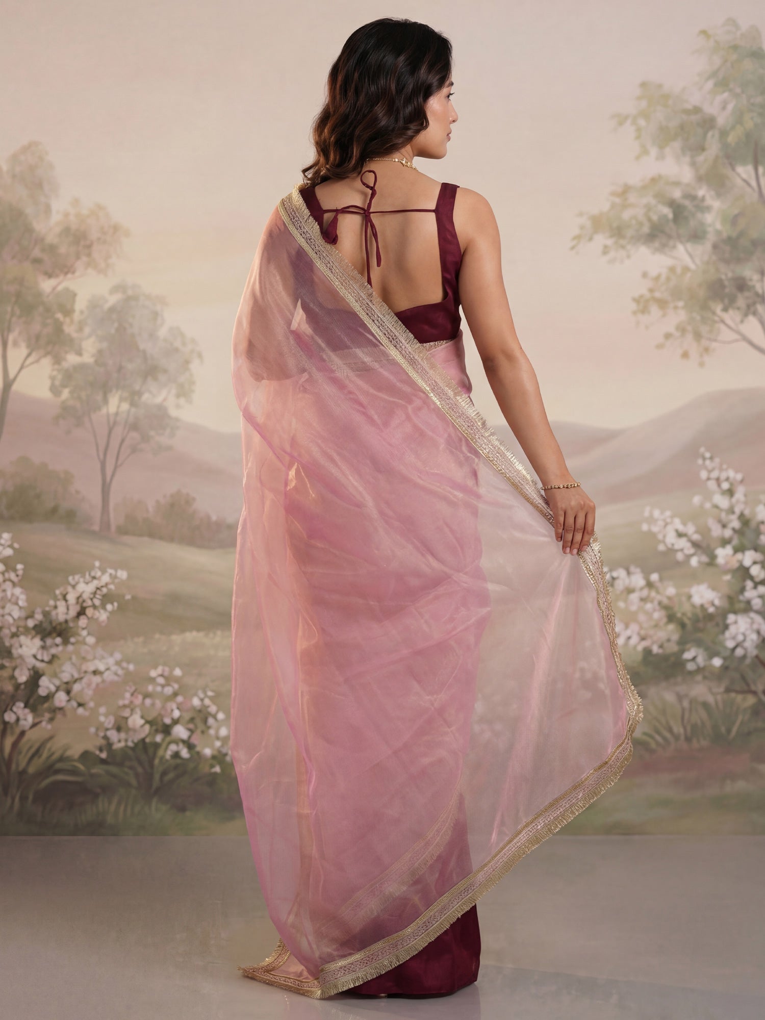 Tissue Silk Gota Patti Border Saree - Ressa