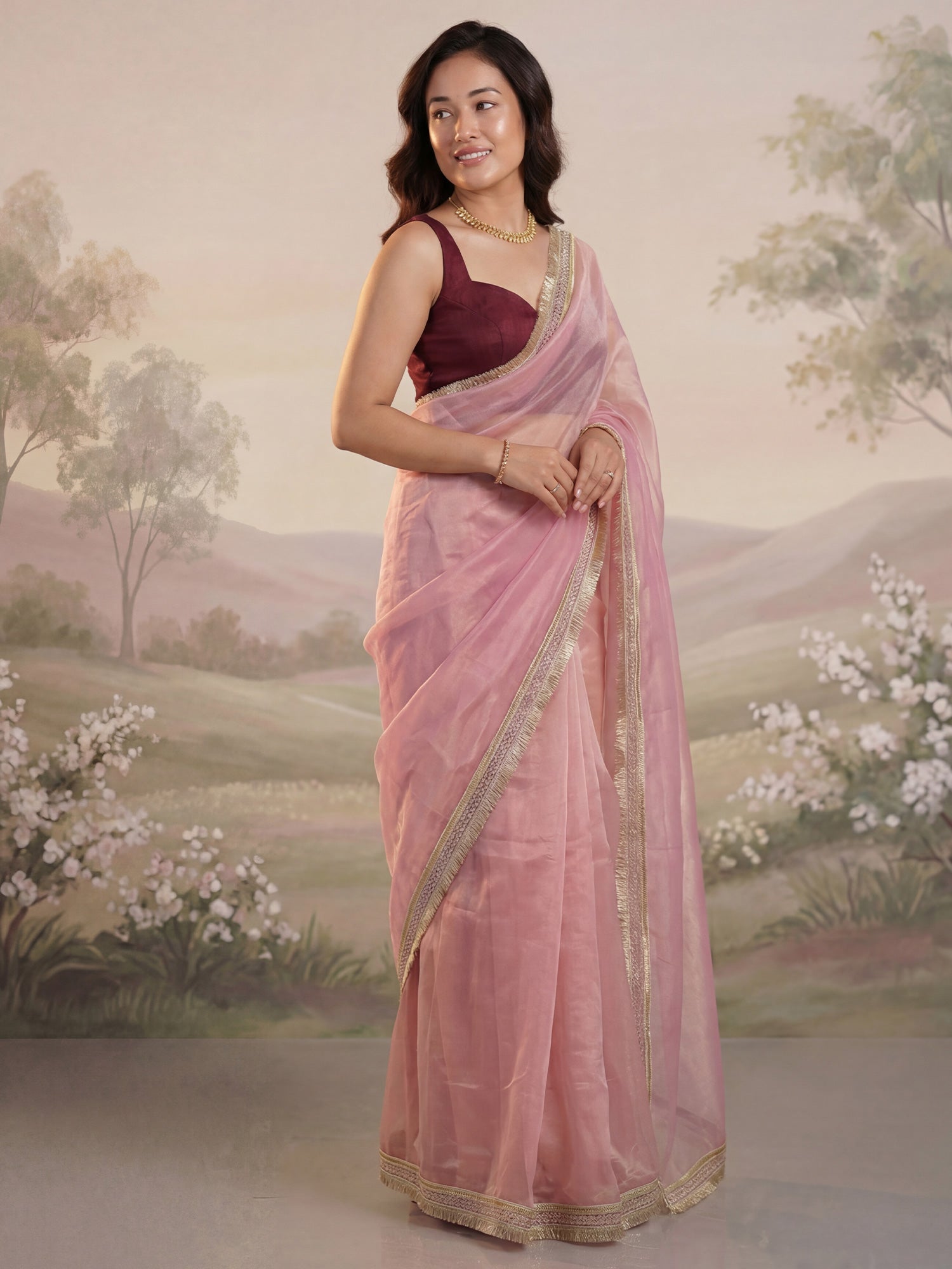 Tissue Silk Gota Patti Border Saree - Ressa