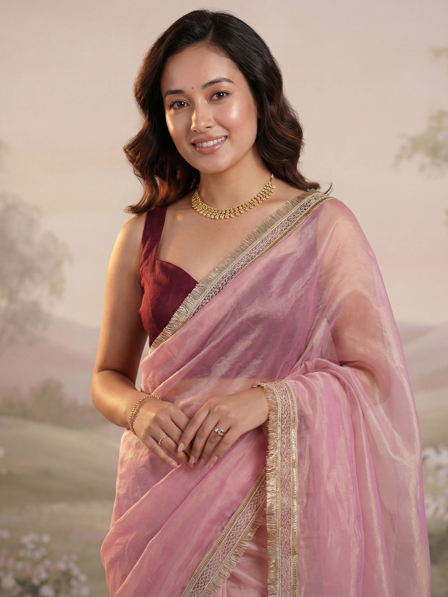Tissue Silk Gota Patti Border Saree - Ressa