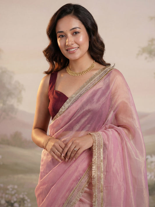 Tissue Silk Gota Patti Border Saree - Ressa