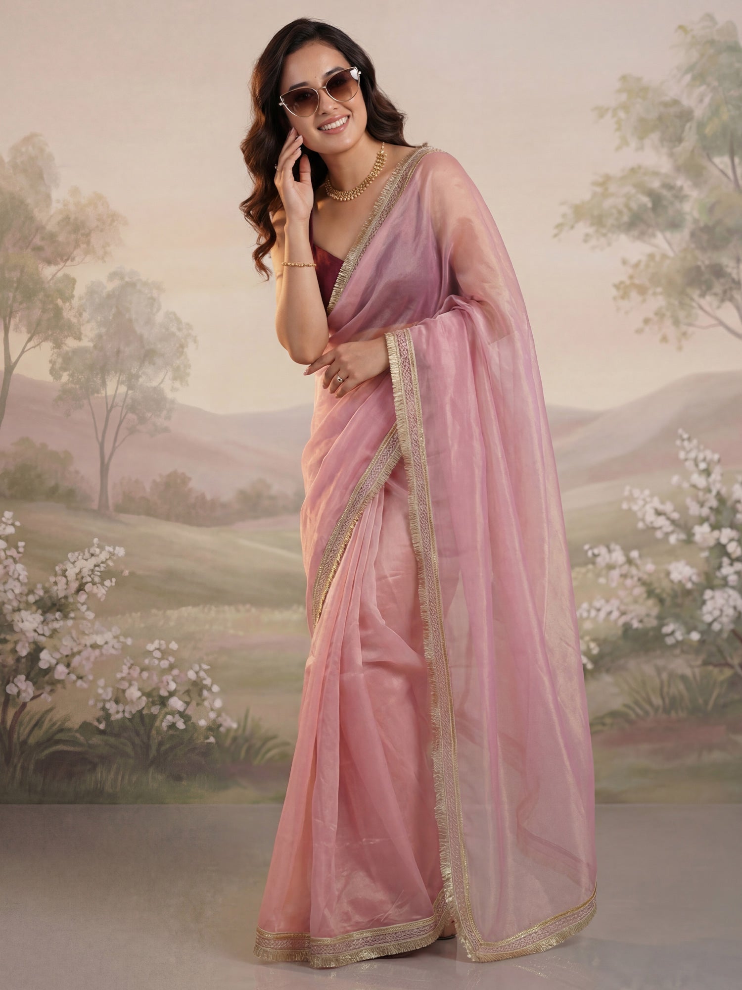 Tissue Silk Gota Patti Border Saree - Ressa