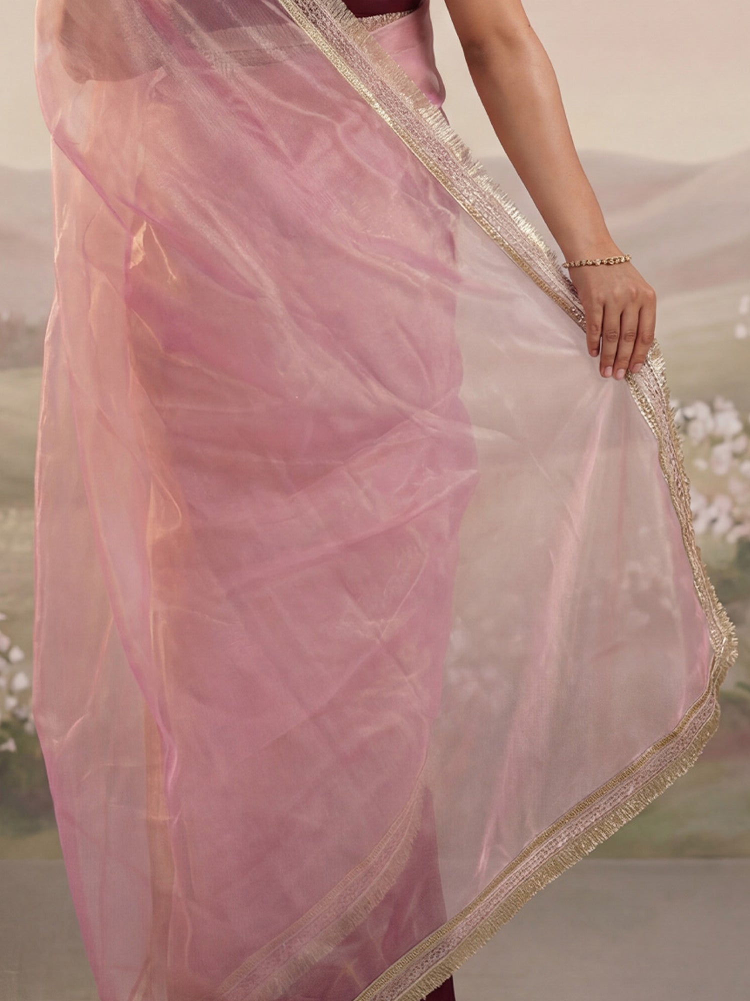 Tissue Silk Gota Patti Border Saree - Ressa