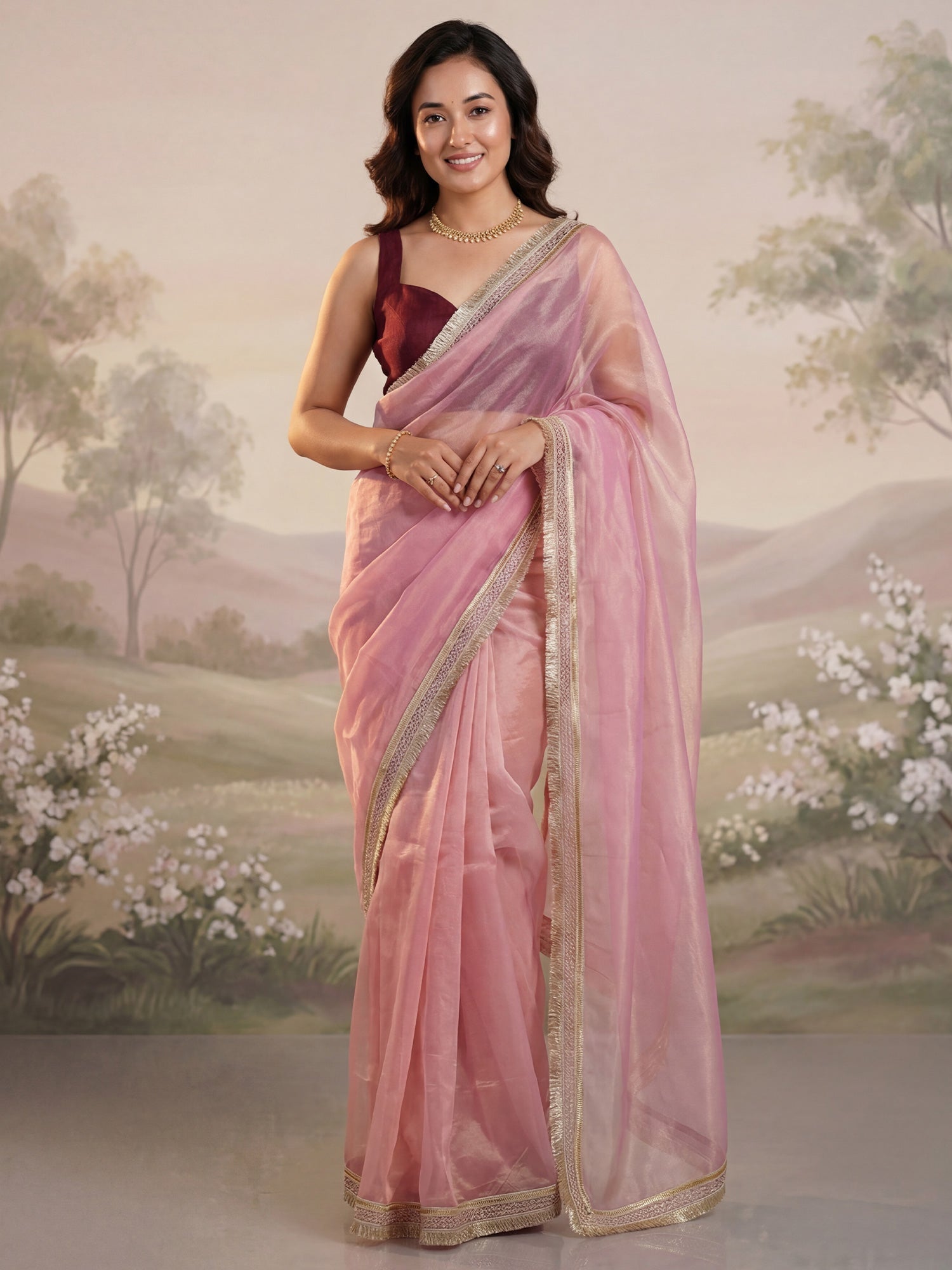 Tissue Silk Gota Patti Border Saree - Ressa