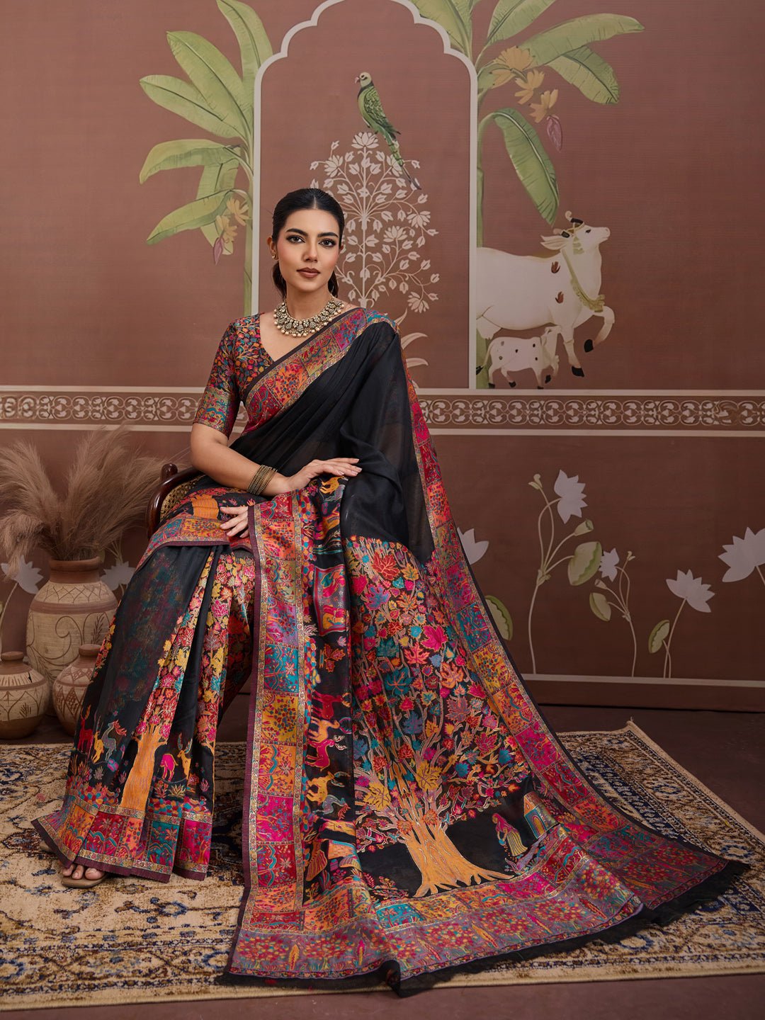 Traditional Heritage Motif Silk Blend Saree - Ressa