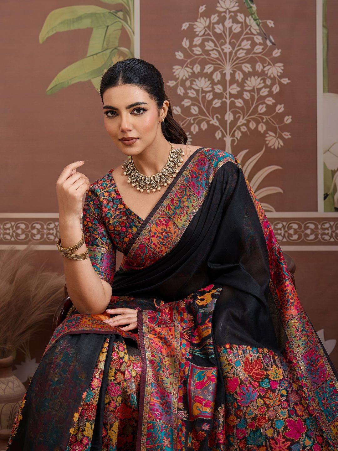 Traditional Heritage Motif Silk Blend Saree - Ressa