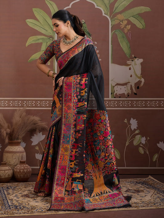 Traditional Heritage Motif Silk Blend Saree - Ressa