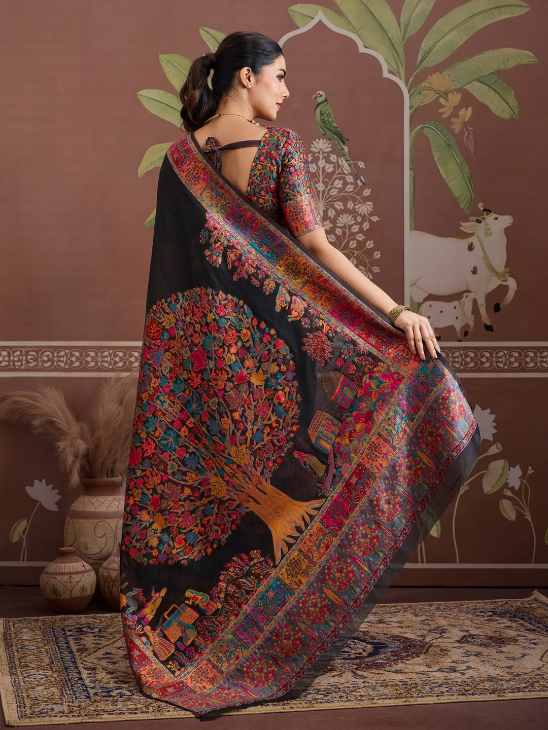 Traditional Heritage Motif Silk Blend Saree - Ressa