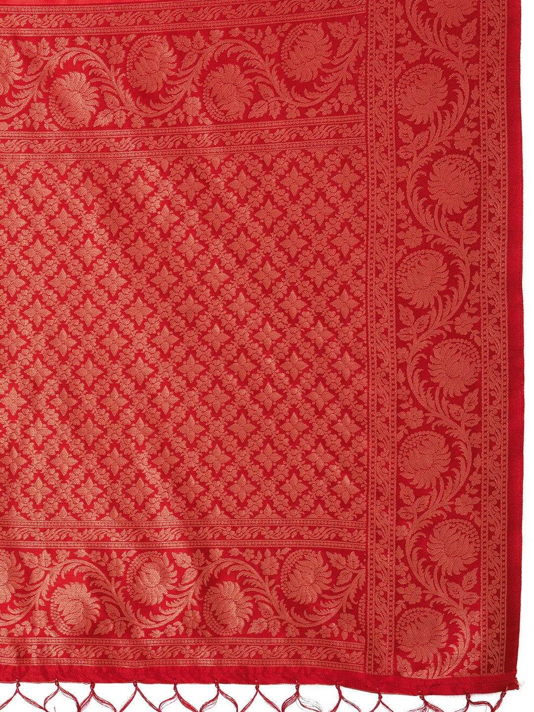 Traditional Maroon and Off-White Silk Blend Saree - Ressa