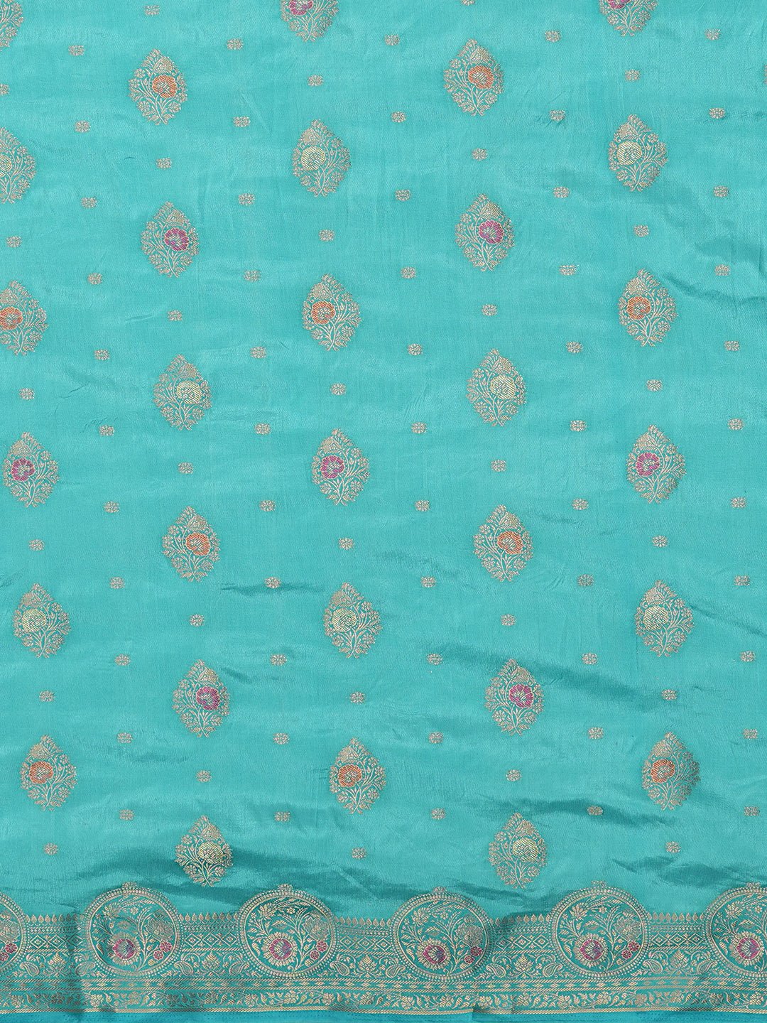 Turquoise Blue Silk Banarasi Saree - Ressa