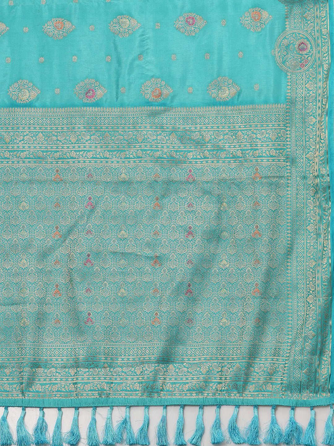 Turquoise Blue Silk Banarasi Saree - Ressa