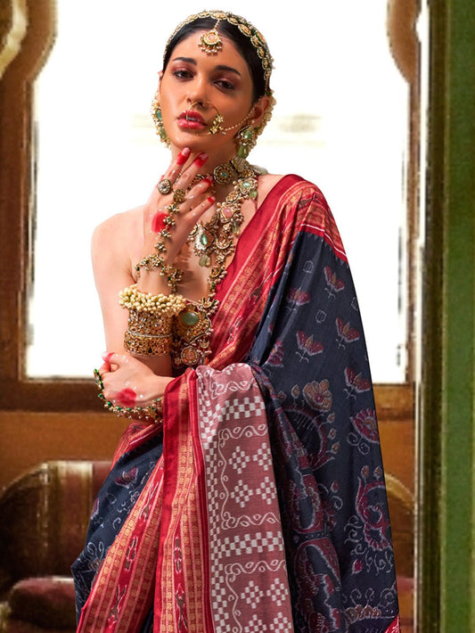 Two-Tone Patola-Inspired Pure Silk Saree - Ressa