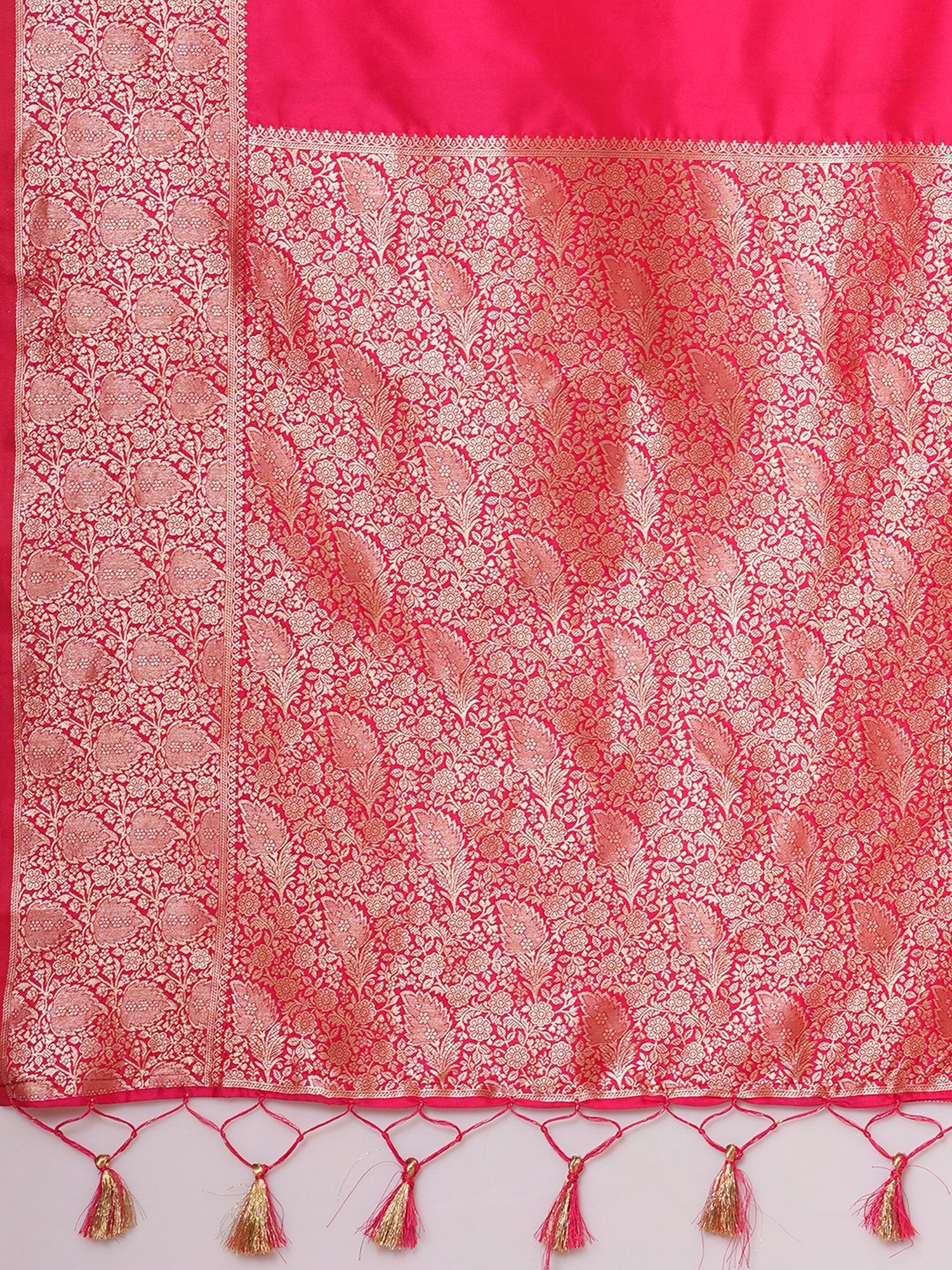 Vibrant Hot Pink Banarasi Pure Silk Saree - Ressa