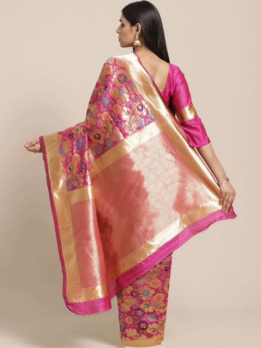 Vibrant Magenta-Pink Pure Banarasi Silk Saree - Ressa