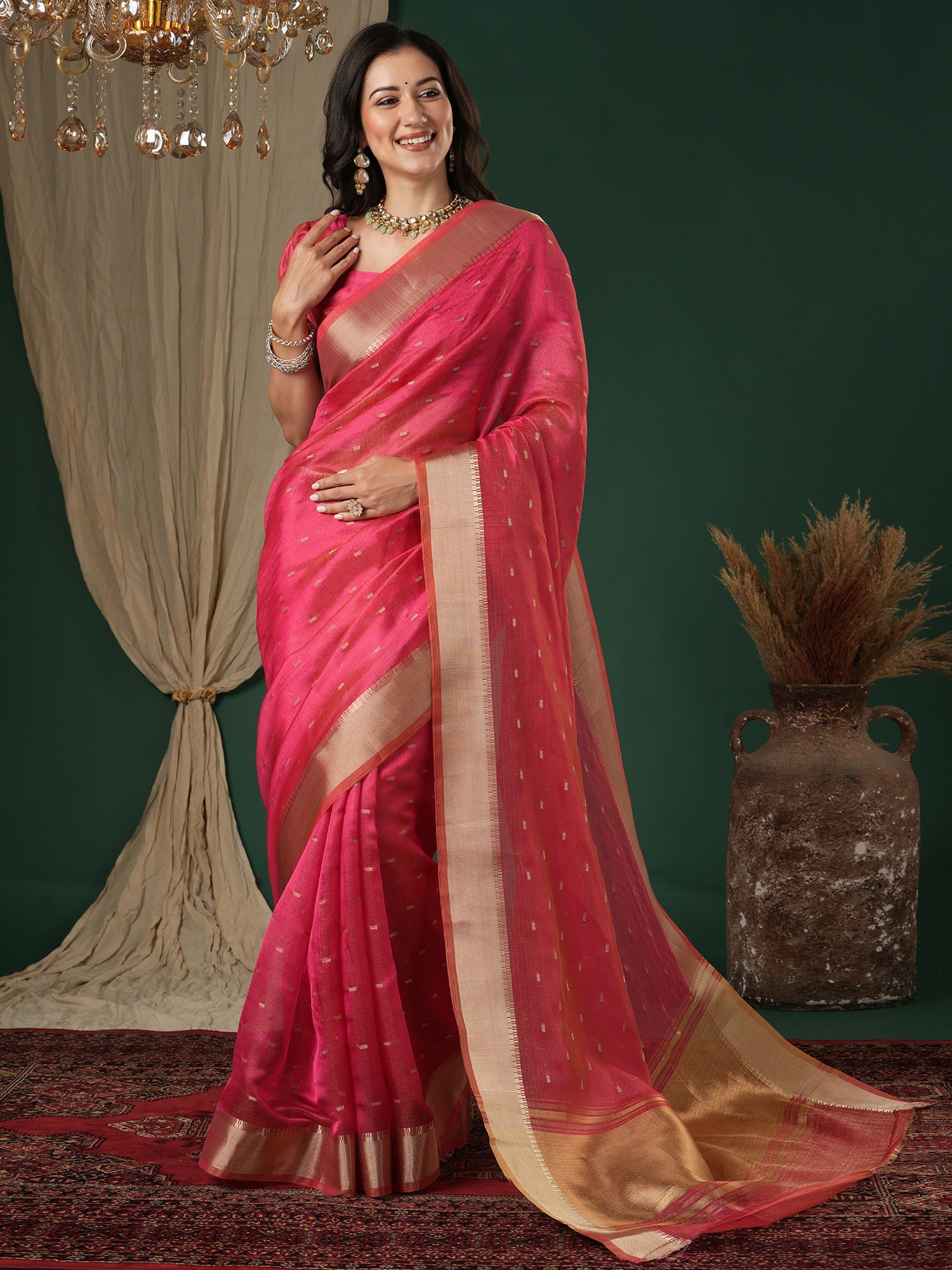 Vibrant Magenta Pink Soft Silk Saree - Ressa