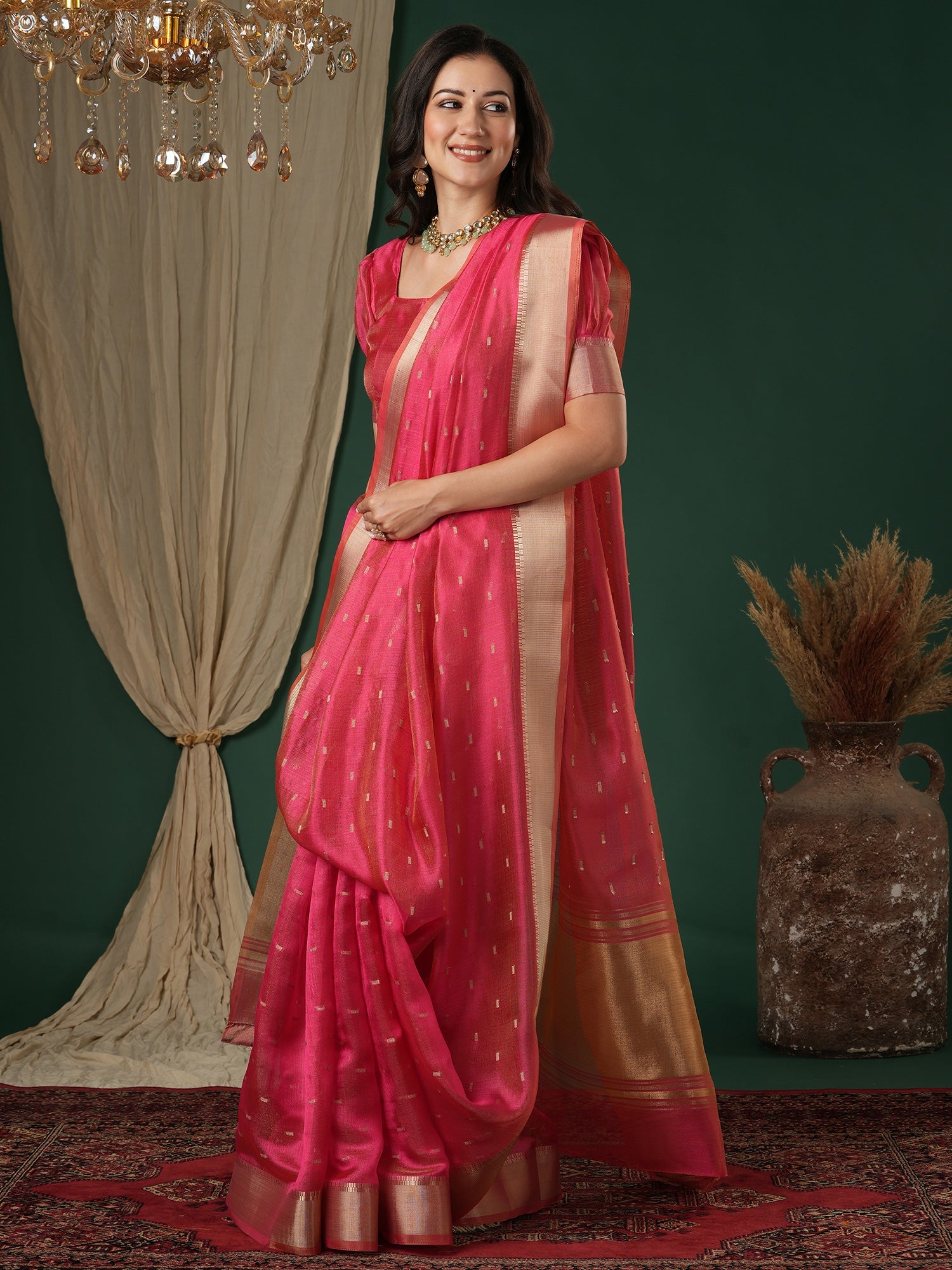 Vibrant Magenta Pink Soft Silk Saree - Ressa