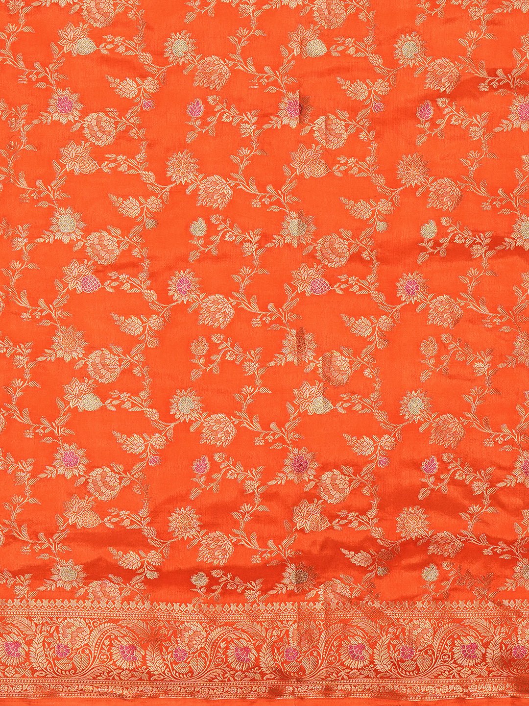 Vibrant Orange Banarasi Saree - Ressa